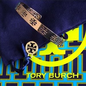 Tory Burch signature pierced logo cuff- rose gold